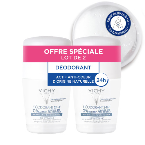 VICHY Déodorant Bille 24h Peau Sensible 100ml - Efficace et Apaisant