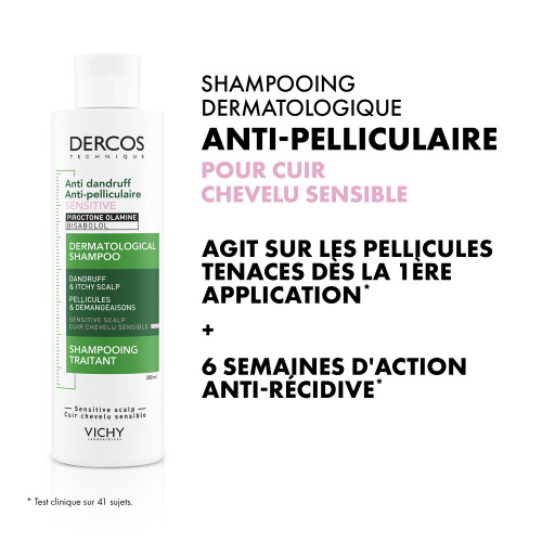 VICHY DERCOS Shampooing Antipelliculaire 200mL - Apaise, Embellit