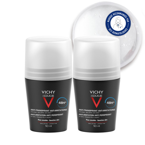 VICHY Homme Déodorant 48H 2x50mL - Efficacité Longue Durée