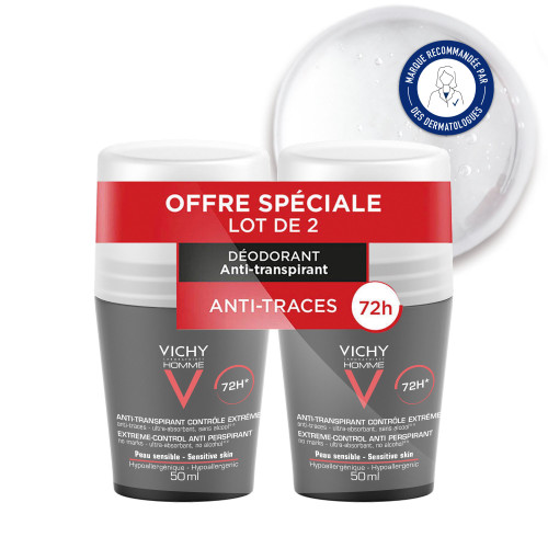VICHY Homme Déodorant 72H 2x50mL - Efficacité Longue Durée
