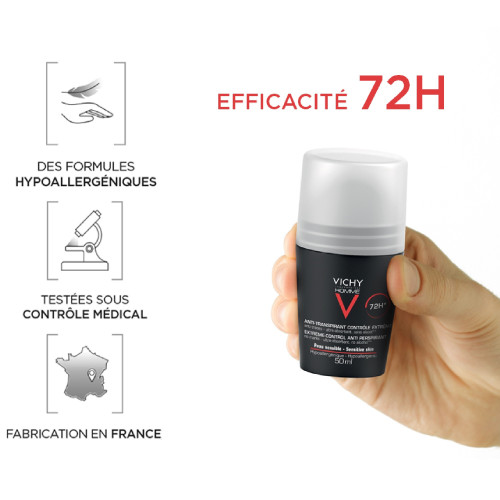VICHY Homme Déodorant 72H 2x50mL - Efficacité Longue Durée