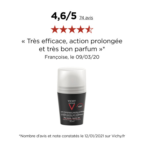 VICHY Homme Déodorant 72H 2x50mL - Efficacité Longue Durée