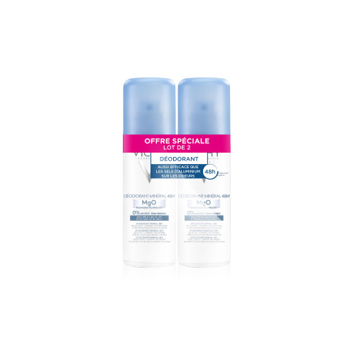 VICHY Déodorant Minéral 48h Aérosol 2x125mL - Efficacité Max