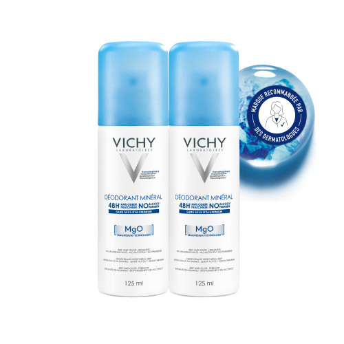 VICHY Déodorant Minéral 48h Aérosol 2x125mL - Efficacité Max