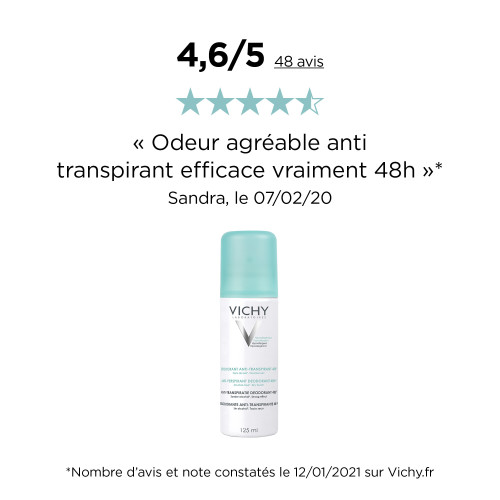 VICHY Déodorant Anti-Transpirant 125ml - Efficacité 48H sur
