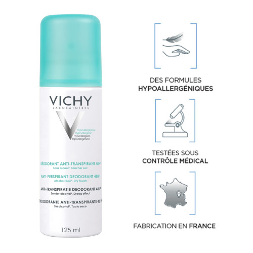 VICHY Déodorant Anti-Transpirant 125ml - Efficacité 48H sur