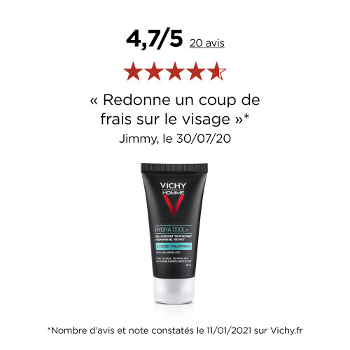 VICHY Hydra Cool+ 50ml - Hydratant Visage Homme Sensible