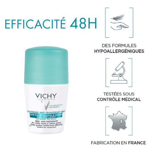 VICHY Anti-Transpirant 48h Bille 2x50ml - Efficace et Doux,