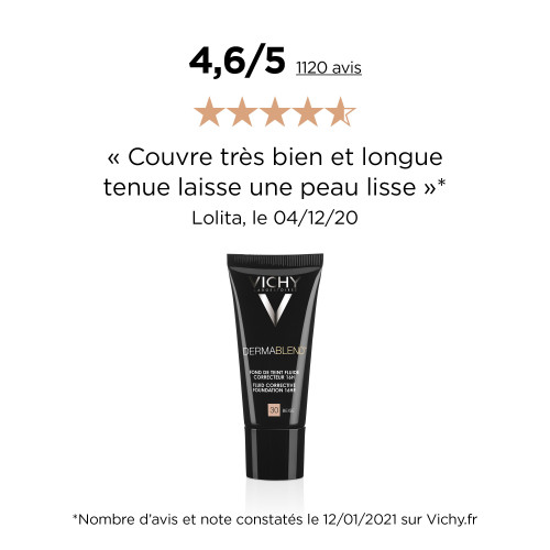 VICHY Dermablend Fond de Teint 16H Beige 30ml - Correction Parfaite