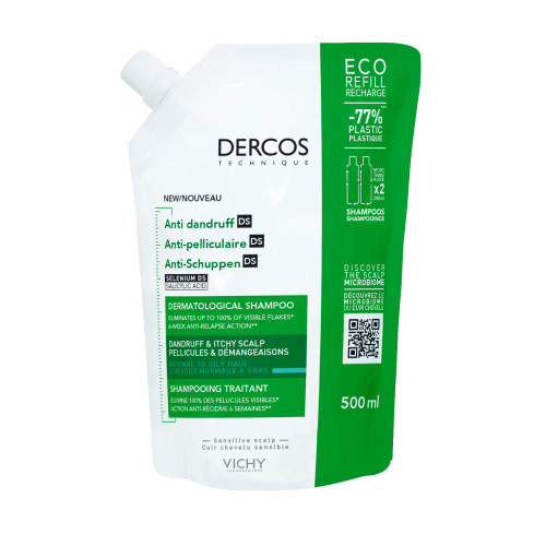 VICHY Dercos Shampooing Antipelliculaire 500ml - Elimine Pellicules
