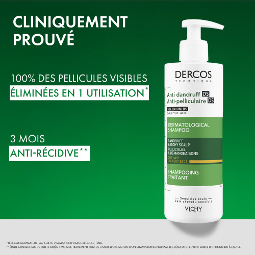 VICHY Dercos Shampoing Anti-Pelliculaire 390ml - Elimination Totale