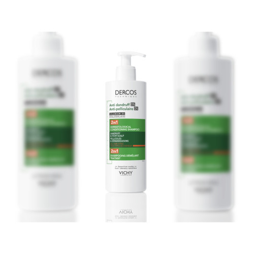Dercos Anti-Pelliculaire 2 en 1 Shampooing Démêlant Traitant 390 ml