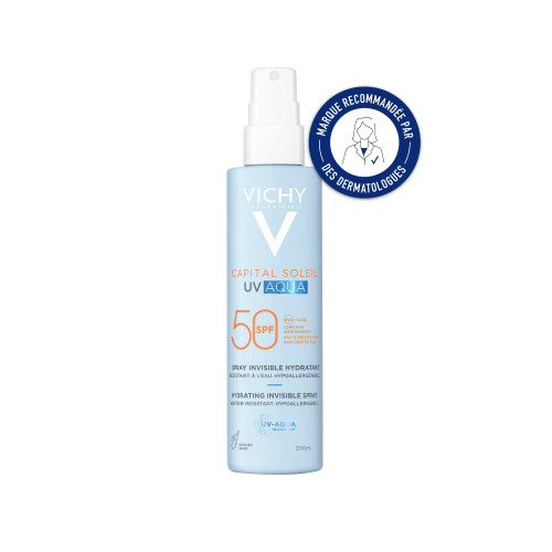 Vichy SPF50 UV AQUA : Protection solaire invisible & hydratante 200ml