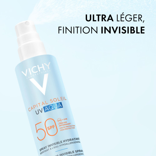 Vichy SPF50 UV AQUA : Protection solaire invisible & hydratante 200ml