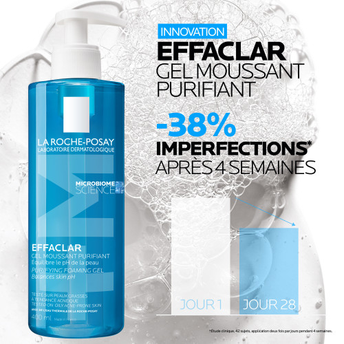 La Roche Posay Effaclar Gel 400mL - Purifie et Nettoie Peaux Grasses