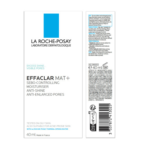 La Roche Posay Effaclar Mat 40mL - Hydratant Matifiant Longue Durée
