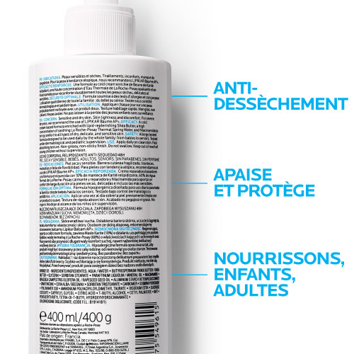 LA ROCHE POSAY LIPIKAR Lait 400mL - Hydratation 48H Peaux Sèches