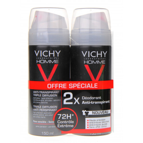 VICHY HOMME - Déodorant Antitranspirant Triple Diffusion 72 H Lot de 2-5536 VICHY HOMME - Déodorant Antitranspirant Triple Diffusion 72 H Lot de 2-5536