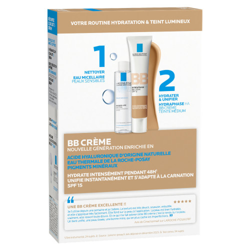 HYDRAPHASE HA COFFRET BB Crème Teinte Medium 40 ml + Eau Micellaire 50 ml Offerte