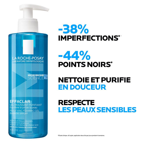 LA ROCHE-POSAY Effaclar Gel Moussant 2x400ml Peau Nette et Fraîche