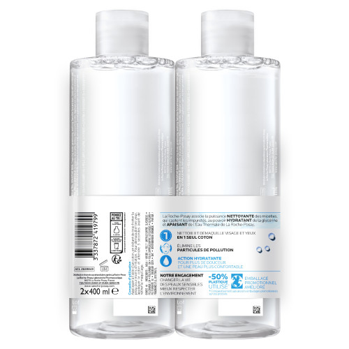 La Roche-Posay Tolériane Eau Micellaire 2x400ml Peaux Sensibles Hydratée