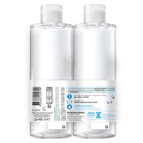 La Roche-Posay Tolériane Eau Micellaire 2x400ml Peaux Sensibles Hydratée