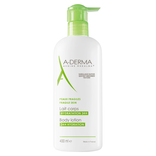 Aderma Lait Corps Hydratant 400mL - Hydratation 24h, Toucher Sec