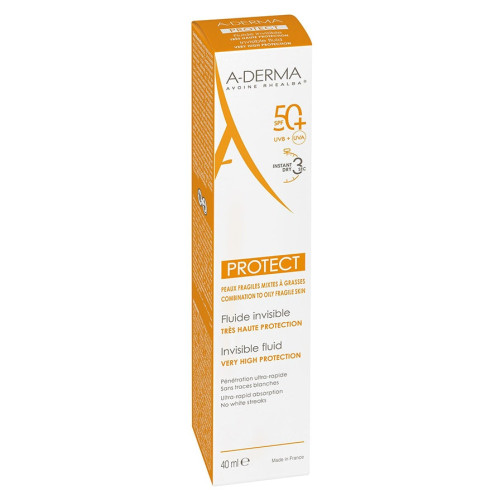 Aderma Protect Fluide Invisible SPF 50+ 40ml - Protection Peau Fragile