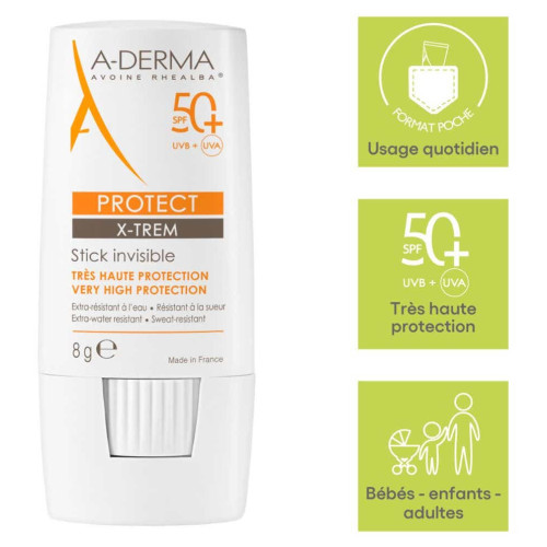 ADERMA Solaire Protect Stick SPF50 8g - Haute Protection