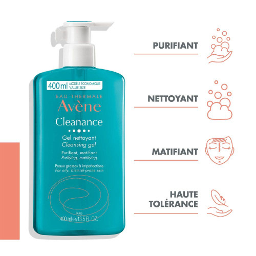 AVENE Cleanance Gel Nettoyant 400mL - Purifie et Matifie