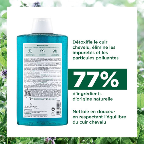 Klorane Shampoing Détox Menthe Bio 400ml - Purifie et Protège