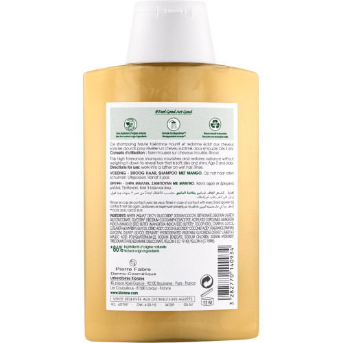 Klorane Shampooing Nutrition Mangue 200ml - Cheveux Doux Brillants