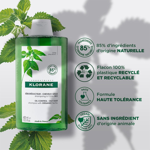 Klorane Shampoing Ortie Bio 400ml - Purifie et Léger