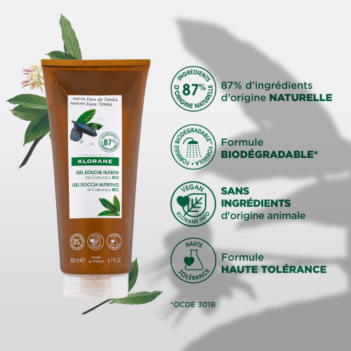 Klorane Crème Douche Nutritive Fève Tonka 200ml - Hydratation Intense