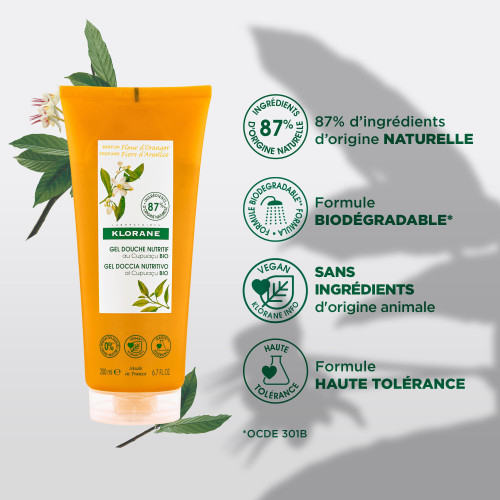 Klorane Crème Douche Nutritive Fleur d'Oranger 200ml - Hydratation