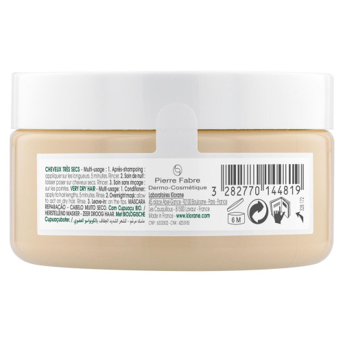Klorane Masque Réparation Cupuaçu Bio 150ml - Cheveux Doux Brillants