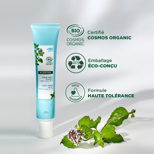 Klorane Crème Pureté Menthe Bio 40ml - Purifie et Matifie
