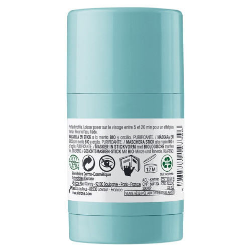 Klorane Masque Stick Menthe Bio Argile Bio 25g - Purifie et Matifie