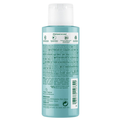 Klorane Poudre Purifiante Menthe Bio Argile 50g - Nettoie et Purifie
