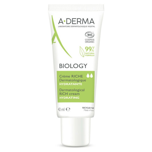 Aderma Biology Crème Riche 40ml - Hydrate et Protège Peaux Sèches