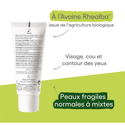 Aderma Biology Crème Légère 40ml - Hydratation 24h, Protection Peau