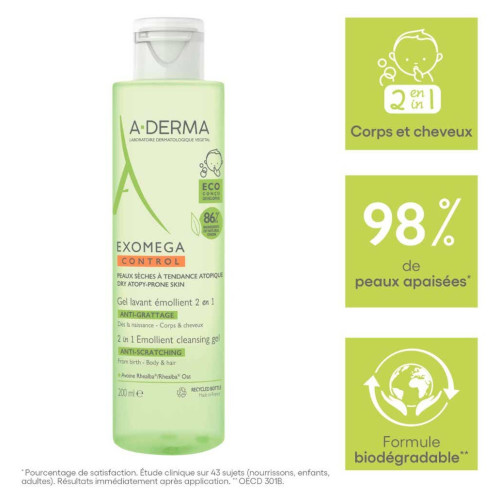 ADERMA Exomega Gel Lavant Doux Anti-Grattage 200ml