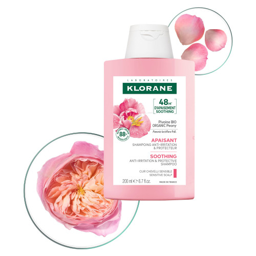 Shampooing Pivoine Klorane 200ml - Apaisant Cuir Chevelu Sensible