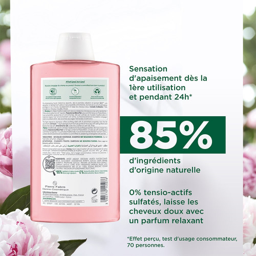 Shampooing Pivoine KLORANE 400ml - Apaisant Cuir Chevelu Sensible