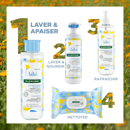 KLORANE Eau Nettoyante Bébé 500ml - Douceur et Protection