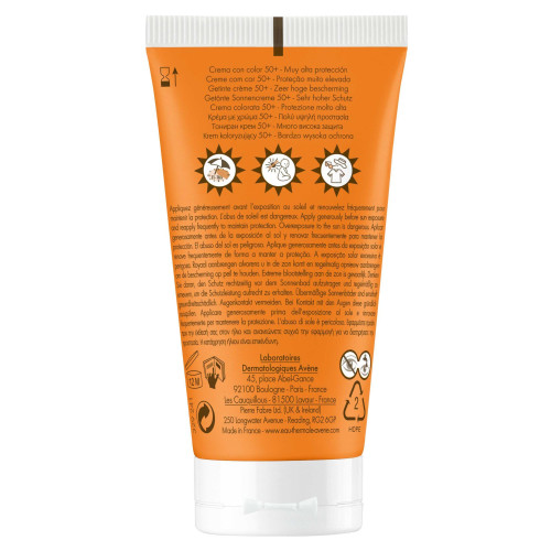 AVENE Crème Teintée SPF50+ 50ml - Protection et Hydratation 8h