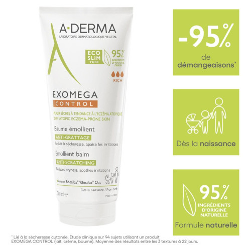 Aderma Exomega Baume 200ml - Apaise et Nourrit Peaux Sèches