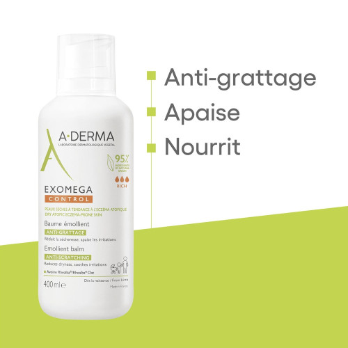 ADERMA Exomega Baume 400ml - Apaise et Nourrit Peaux Sèches