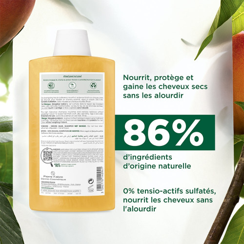 Klorane Shampooing Nutrition Mangue 400ml - Cheveux Secs Doux