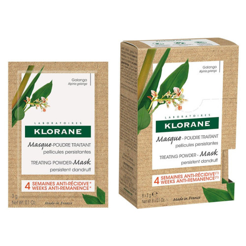 Klorane Masque Poudre Galanga 8 Sachets - Elimine Pellicules